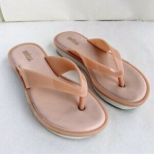 Melissa High Platform Jelly Flip Flop Thong Sandals Nude Blush Pink Size 5